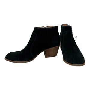 Madewell black suede block heel ankle boots size 10